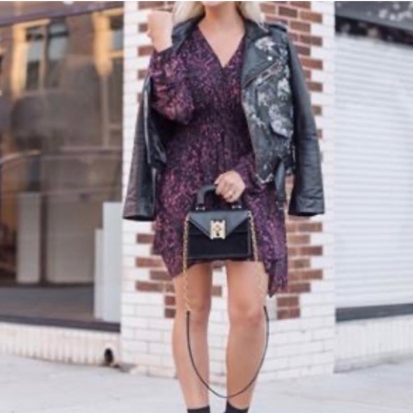 All Saints Nichola Rosey Smocked Draped Mini Dress in Berry Red - S - Picture 16 of 16